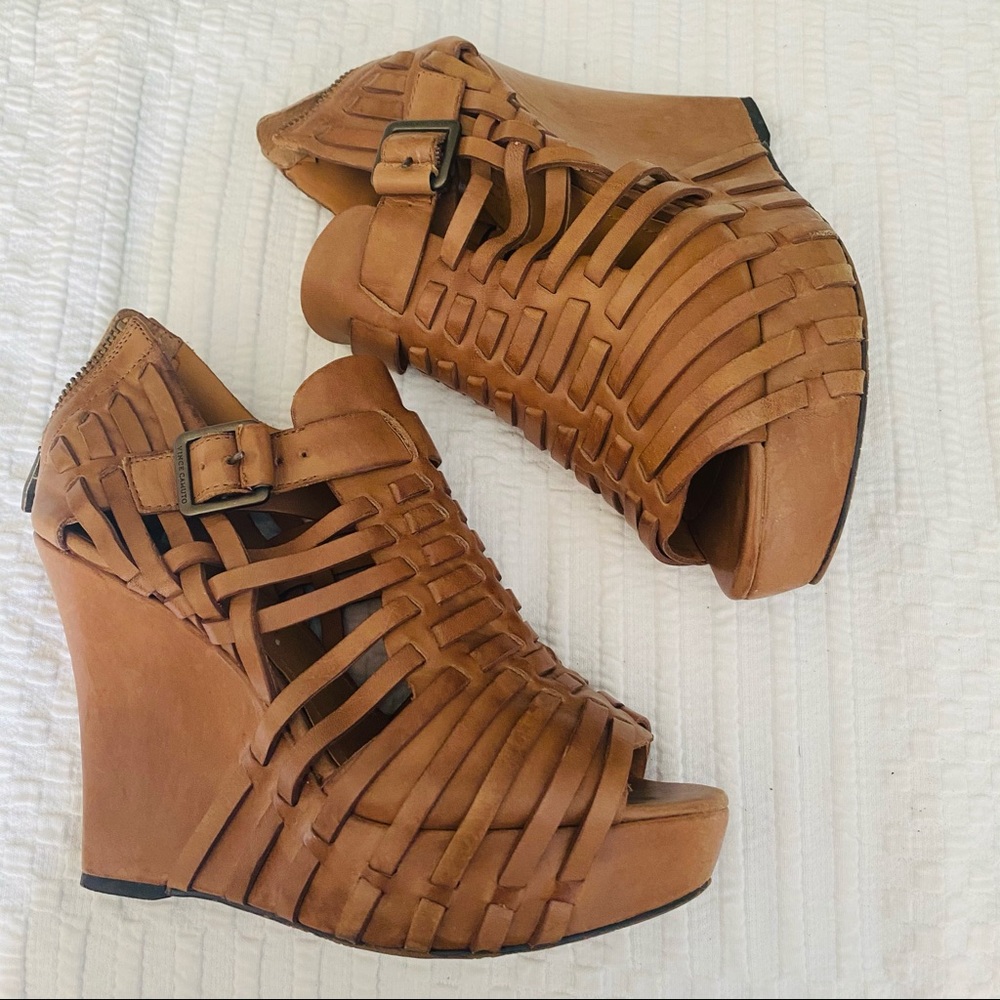 Brown Leather Vince Camuto Gladiator Wedges